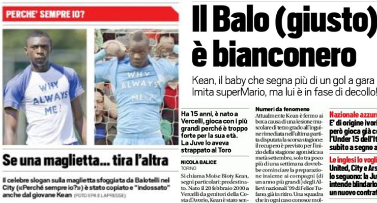 Kean, articolo su tuttosport