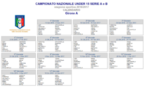 Calenadario campionato Under15 2016/17