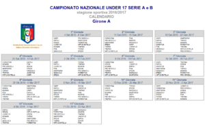 Calenadario campionato Under17 2016/17