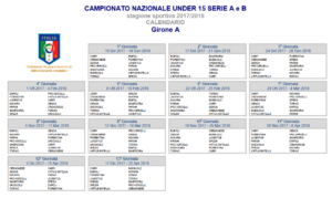 Calendario campionato Under15 2017/18