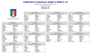 Calendario campionato Under16 2017/18